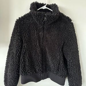 Black sherpa cropped jacket
